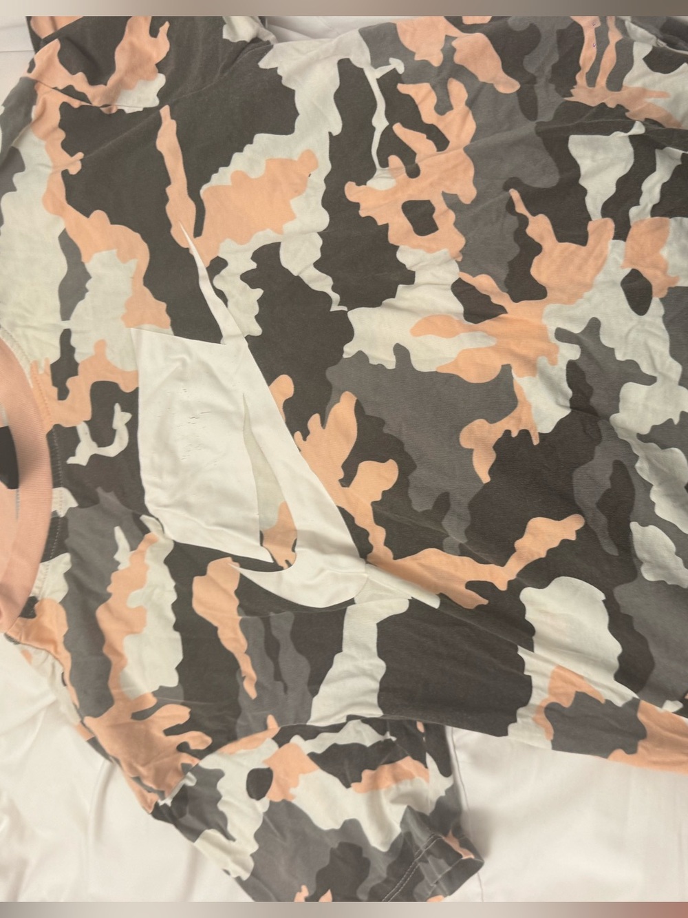 Nike Peach, Gray & White Camo Tank Top